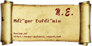 Móger Eufémia névjegykártya